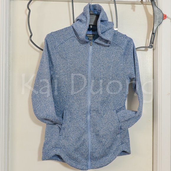 Eddie Bauer women Radiator Fleece 2.0 Long Full-zip hooded Jacket BLUE - Picture 5 of 10